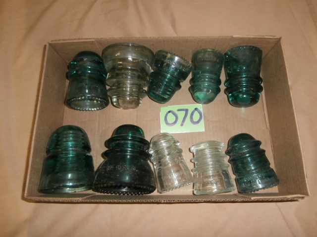 lot 70 image: Ten Different Vintage Glass Insulators