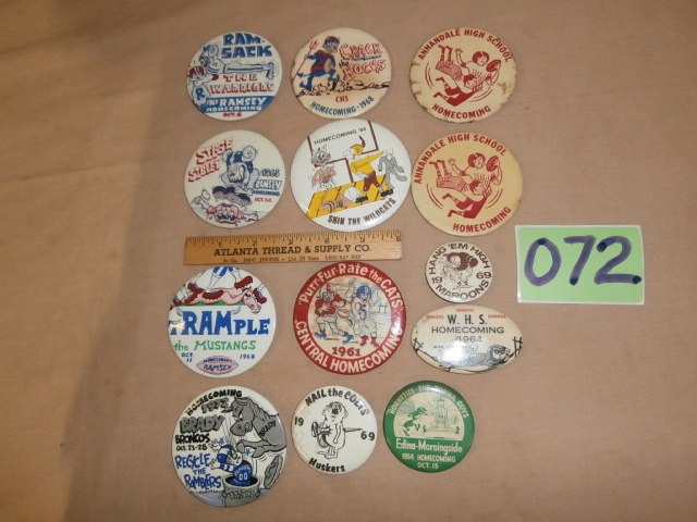 lot 72 image: 13 Vintage High School Homecoming Pinbacks