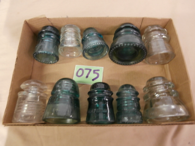 lot 75 image: Lot of Ten Different Glass Insulators