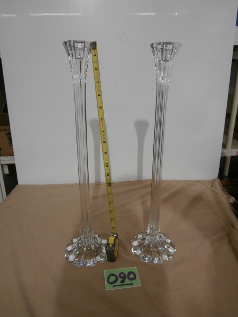 lot 90 image: Pair of Beautiful KISSLINGER Glass Candle Sticks
