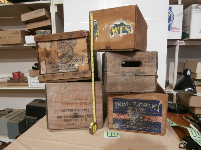 lot 110 image: Five Vintage Wooden Packing Crates