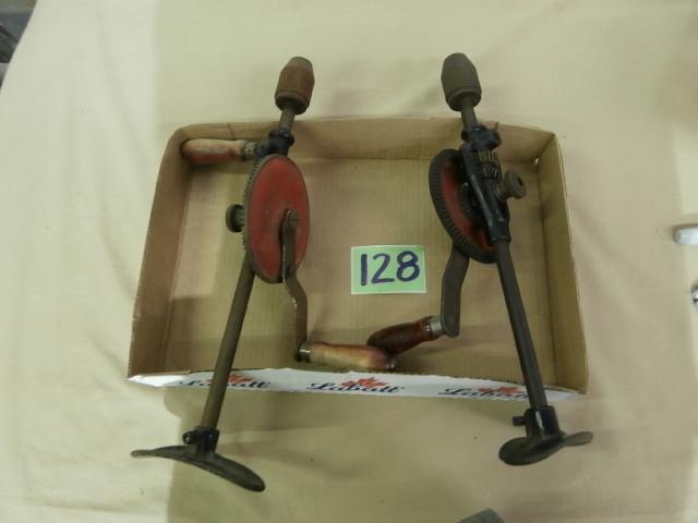 lot 128 image: Pair of Vintage Hand Drills