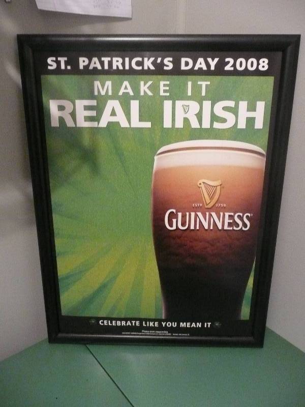 lot 6 image: Just In Time For St Patricks Day - Make It Real Irish Framed Sign - (Guinness) - Approx 20wide 26high
