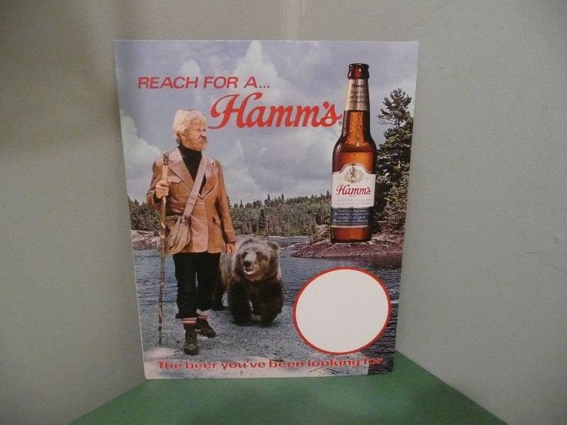 lot 32 image: NOS Hamms Easel Back Sign With Earl & Sasha
