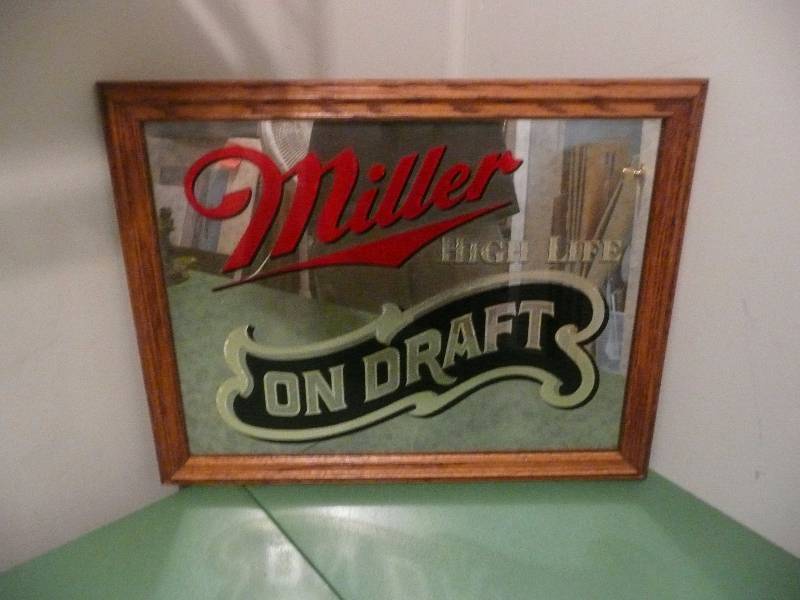 lot 38 image: Vintage Miller High Life On Tap Mirror - Good Condition - Approx 22wide 17high