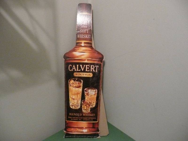 lot 41 image: Vintage (1960s) Calvert The Soft Whiskey Cardboard Easel Back Display - Approx 26high 8wide