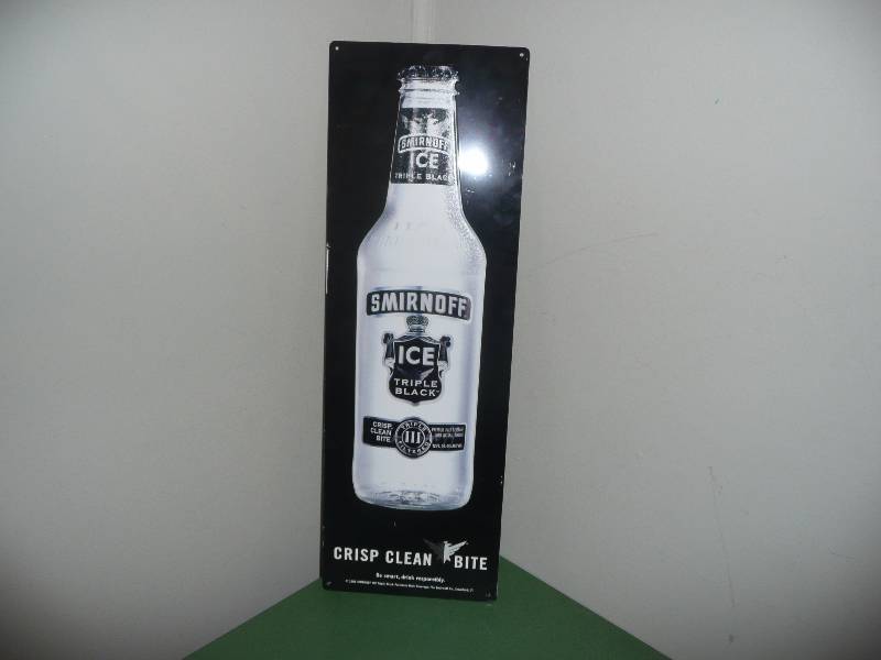 lot 42 image: Smirnoff Ice Triple Black Tin Sign - Approx 24high 8wide