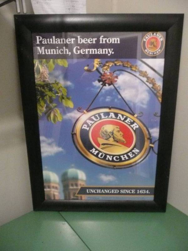 lot 44 image: Paulaner Beer Bar Sign - In Very Good Condition - Approx 21wide 28high