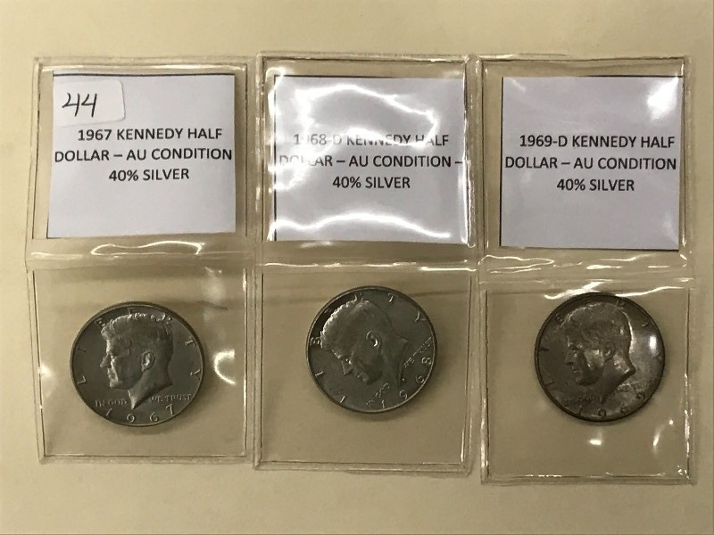 1967, 1968-D, 1969-D Kennedy Half D...