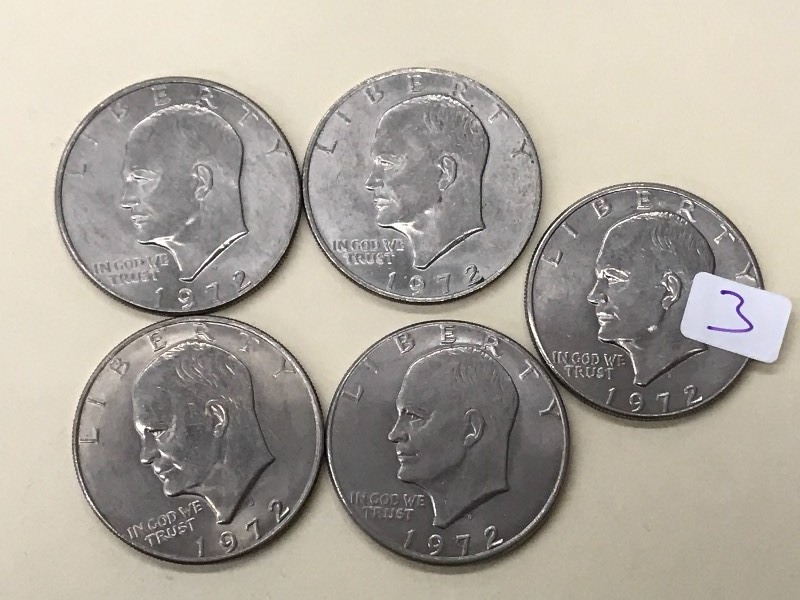 (5) 1972 Eisenhower Dollar Coins ...