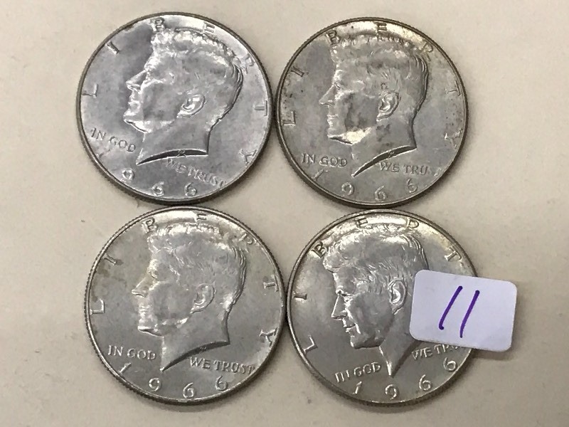 (4) 1966 Kennedy Half Dollar Coins ...