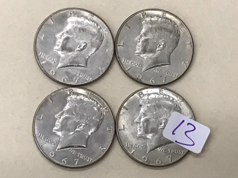 (4) 1967 Kenedy Half Dollar Coins ...
