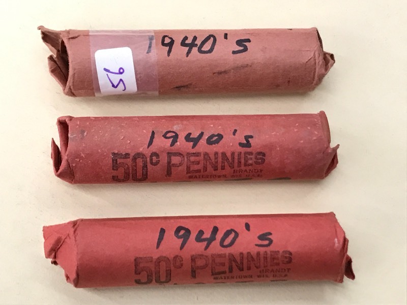 (3) Full Rolls Of Wheat Pennies Al...