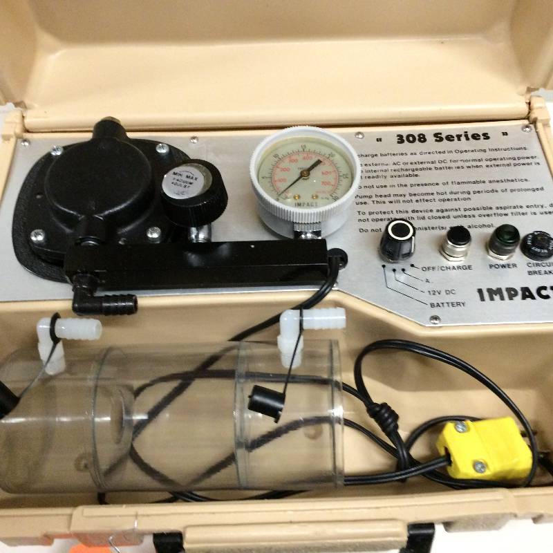 lot 36 image: IMPACT Emergency PORTABLE ASPIRATOR 308 SERIES OROPHARYNGEAL SUCTION Pump Kit - Super Condition - Needs a couple small hoses if using for original purpose