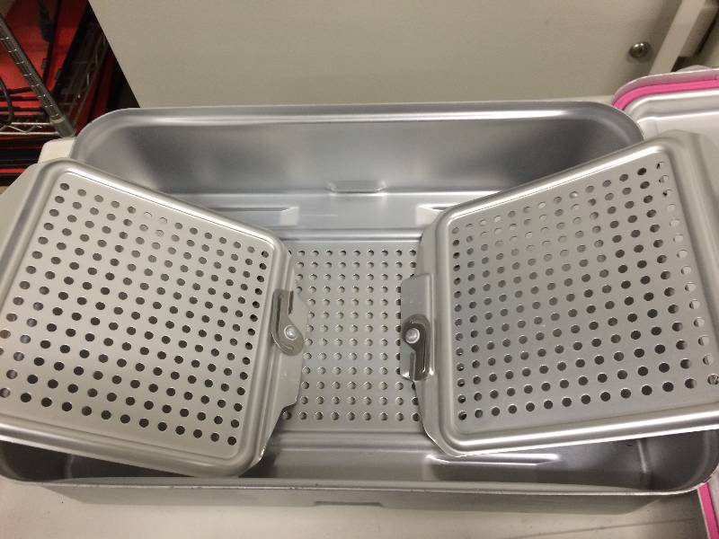 lot 44A image: Wow Retails New $800 V. MUELLER GENESIS CD2-5ST Mid-Length Sterilization Container Sterrad System Compatible Plasma Pink Gaskets Plus Basket & Mat - Like New Condition