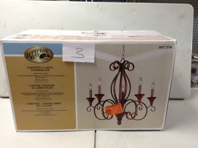 Hampton Bay Chester 5 Light Chandelier Open Box Never used
