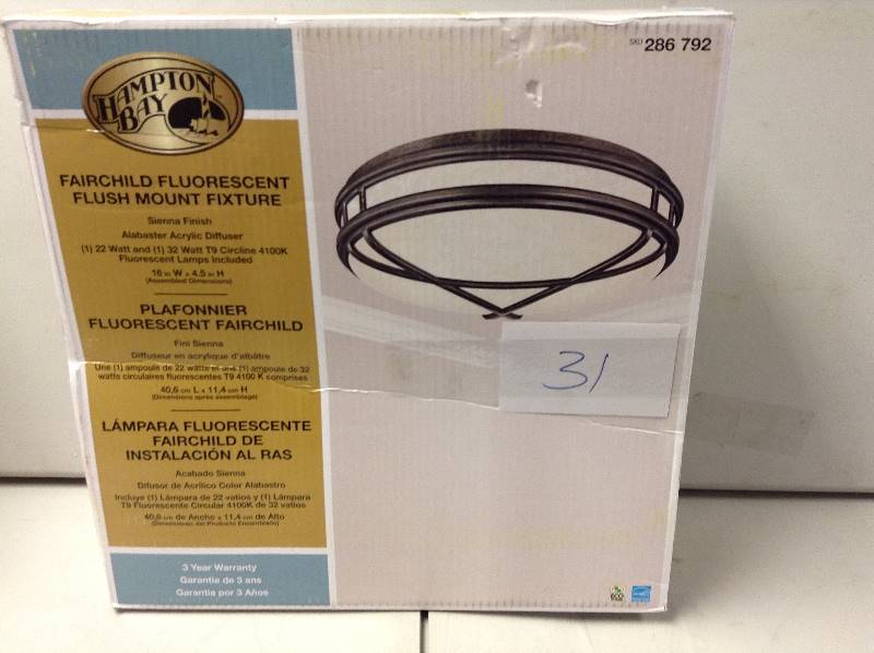 Hampton Bay Fairchild Fluorescent Flush Mount Fixture