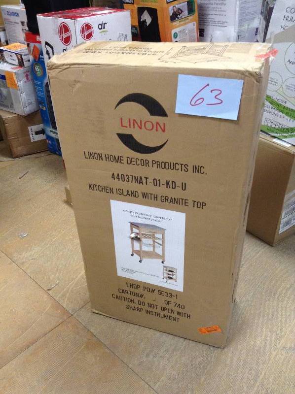 Linon Home Dcor Kitchen Island with Granite Top Model 44037NAT-01-KD-U New