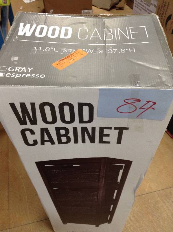 Wood Cabinet  4-Drawer Storage Tower Gray Espresso never used