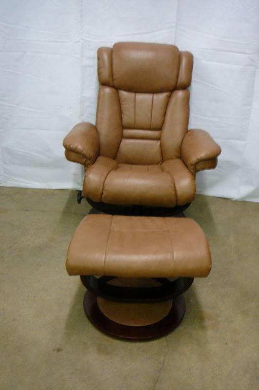 Leather Recliner and Ottoman
