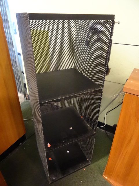 lot 7 image: Metal cabinet with laminate shelves. 14 x 14 x 42