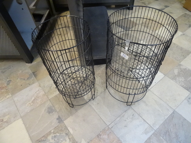 lot 13 image: 2 metal retail baskets. One is 18 and one is 15
