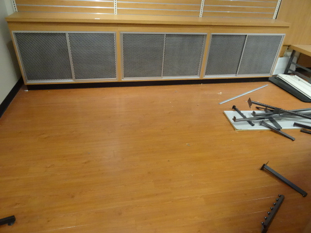 lot 15 image: 6 door cabinet. Doors slide. 144 x 16 x 36. No contents