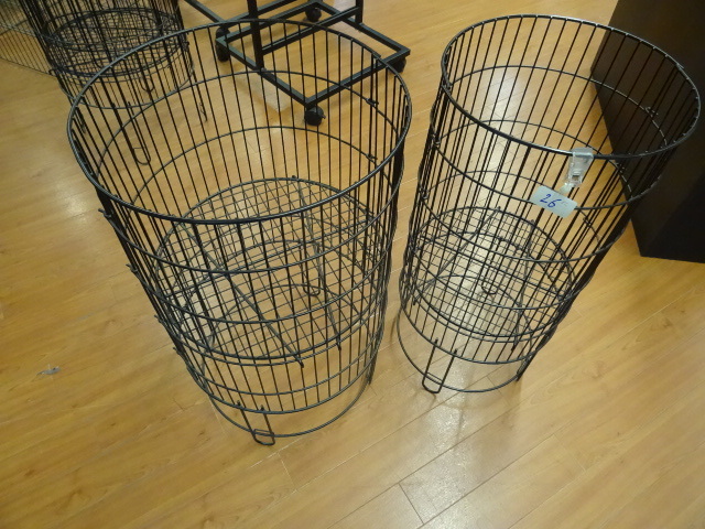 lot 26 image: 2 metal retail baskets. One is 18 and one is 15