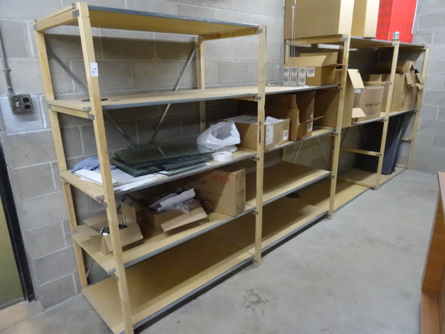 lot 96 image: Wood shelving unit. 188 x 27 x 72. No contents