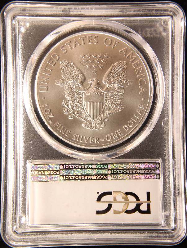 lot 28 image: 2017 AMERICAN SILVER EAGLE 1 TROY OZ. .999 FINE SILVER MS70 PCGS FIRST STRIKE