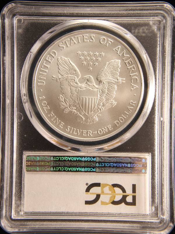 lot 55 image: 2007 AMERICAN SILVER EAGLE 1 TROY OZ. .999 FINE SILVER DOLLAR MS69 PCGS