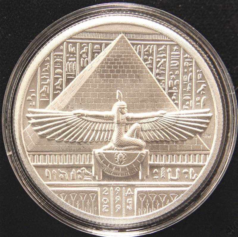 lot 78 image: 2 TROY OZ. .999 FINE SILVER EGYPTIAN GOD SERIES IN AIRTITE HOLDER