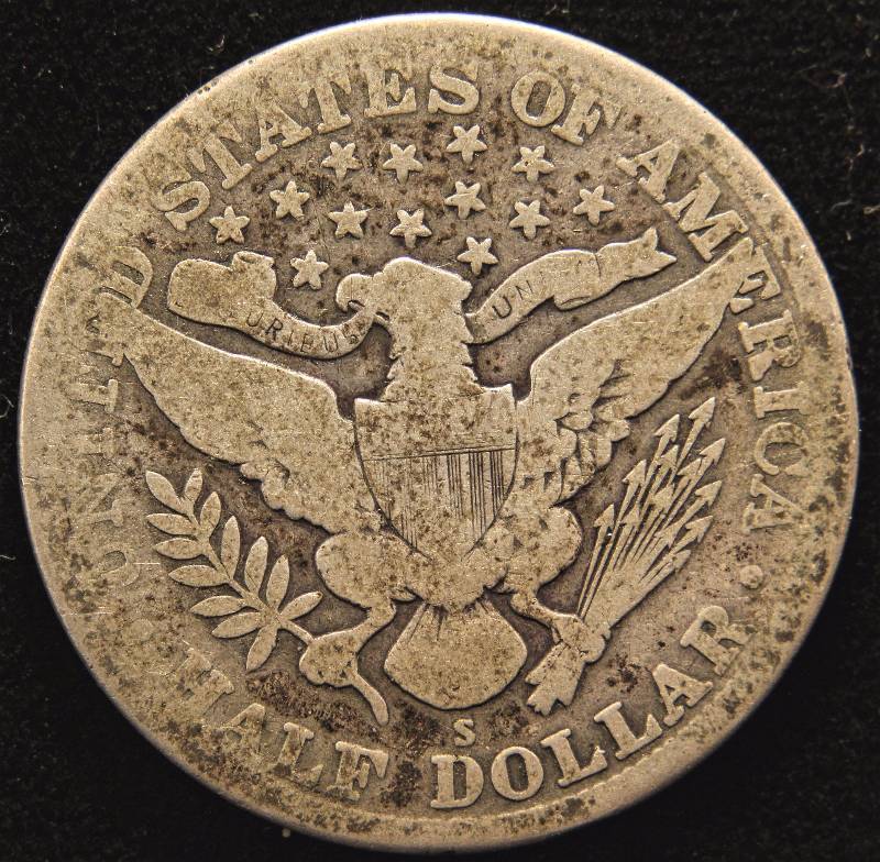 lot 83 image: 1912-S BARBER SILVER HALF DOLLAR GOOD