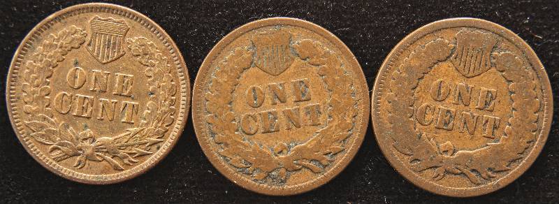 lot 72 image: GROUP OF 3 INDIAN HEAD CENTS 1890(AU), 1991 & 1992