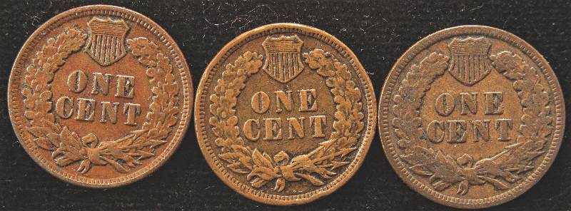 lot 88 image: GROUP OF 3 INDIAN HEAD CENTS 1907, 1908 & 1909 VF