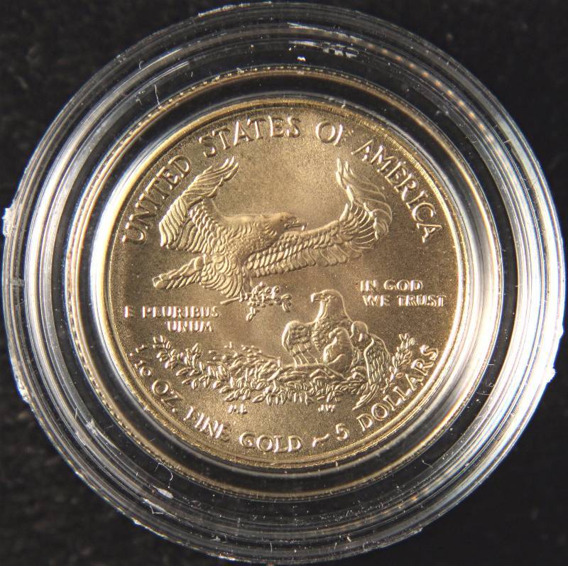 lot 93A image: 2016 110th Oz. .999 FINE GOLD US $5 GOLD EAGLE in airtite holder