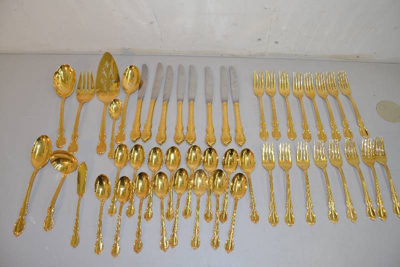 lot 28 image: Gold Toned Flatware
