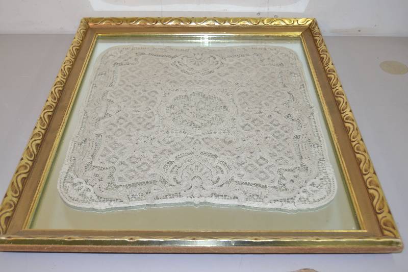 lot 29 image: Fireplace lace framed on mirror background.