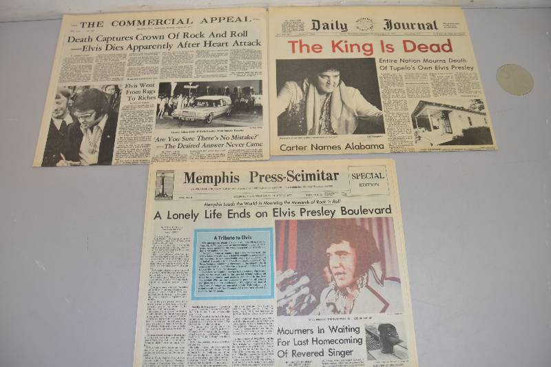 lot 122 image: 1977 Vintage Newspaper of Elvis Death