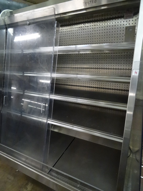 Barker Corp reach in display cooler. Grab N go. Plexi removable doors for locking up. Tested. Stationary.