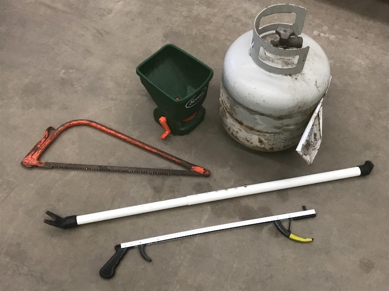 lot 54 image: Lot Of 20# LP Tank, Hand Saw, Hand...