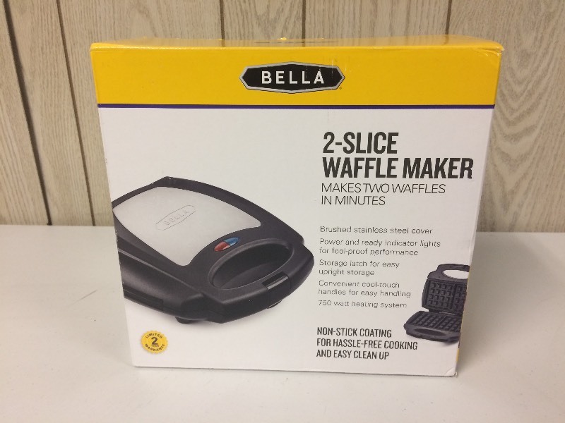 lot 75 image: NEW BELLA 2-SLICE WAFFLE MAKER