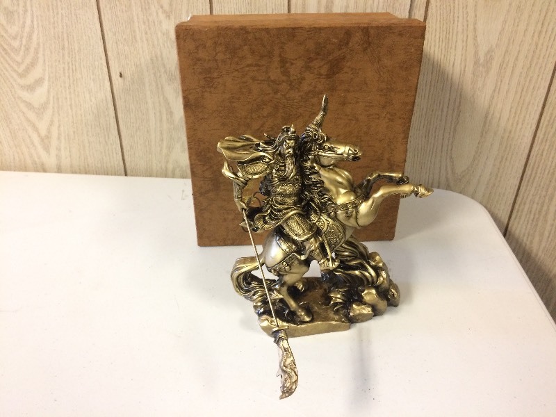lot 87 image: ASIAN WARRIOR ON HORSE STATUE