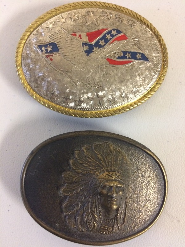 lot 102 image: 2 BELT BUCKLES - NATIVE AMERICAN & EAGLE
