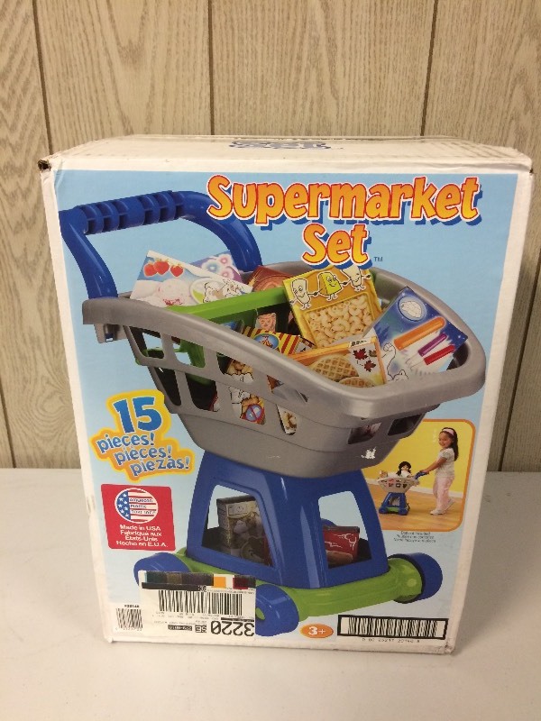 lot 106 image: NEW TOY GROCERY SUPERMARKET CART & FOOD