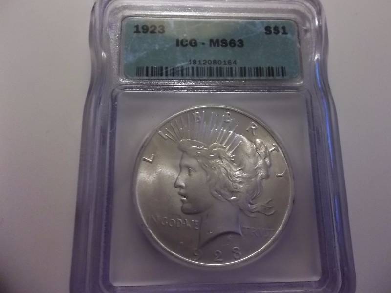 1923 Peace Dollar Very High Grade ICG Graded MS63