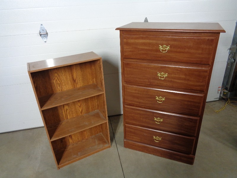 lot 111 image: Dresser and Bookshelf