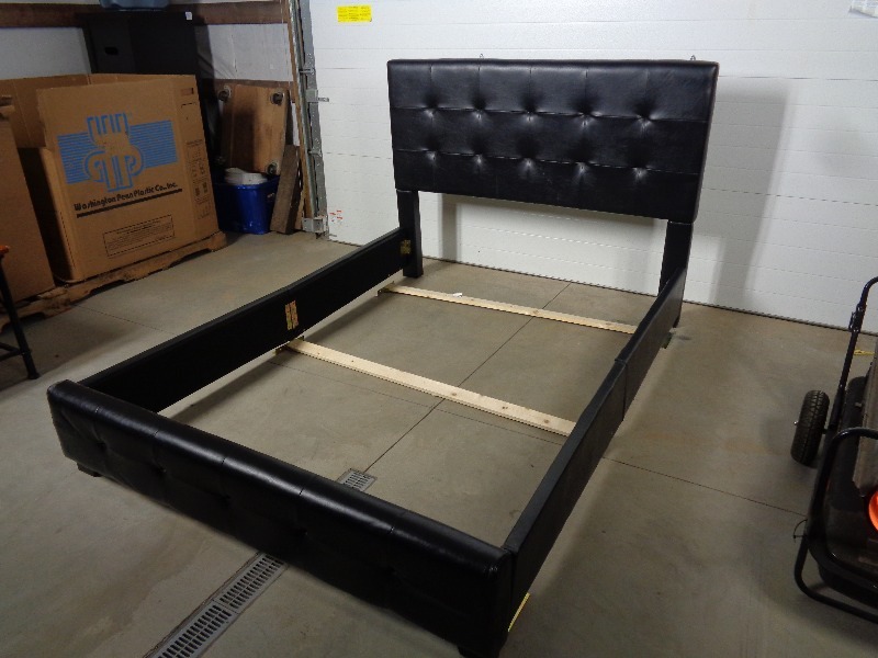 lot 112 image: Queen Bed Made of Leather Type Material