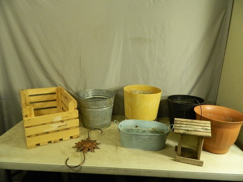 lot 174 image: Wood Crate, Metal Can, and More