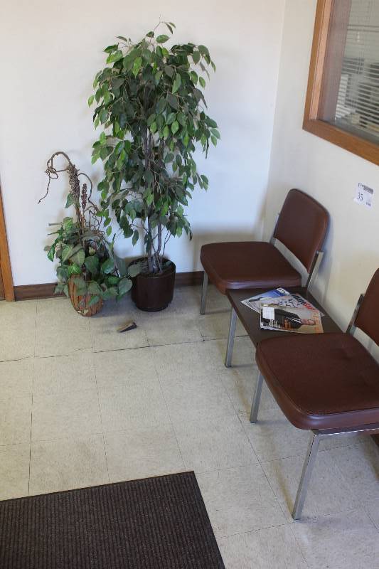 lot 35 image: Corner Lot Includes Fake Plants, Dual Chairs w Table